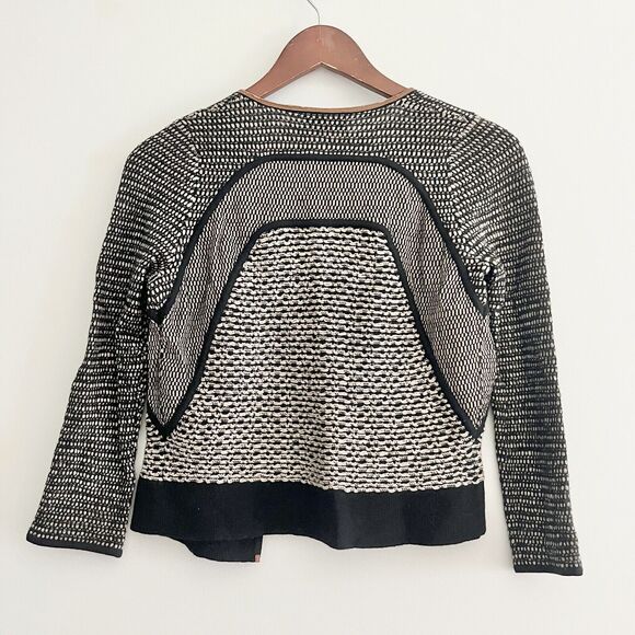 Rena Lange Vintage Knit Jacket 100% Wool Cropped Brown Black Small Germany Read - Picture 8 of 11